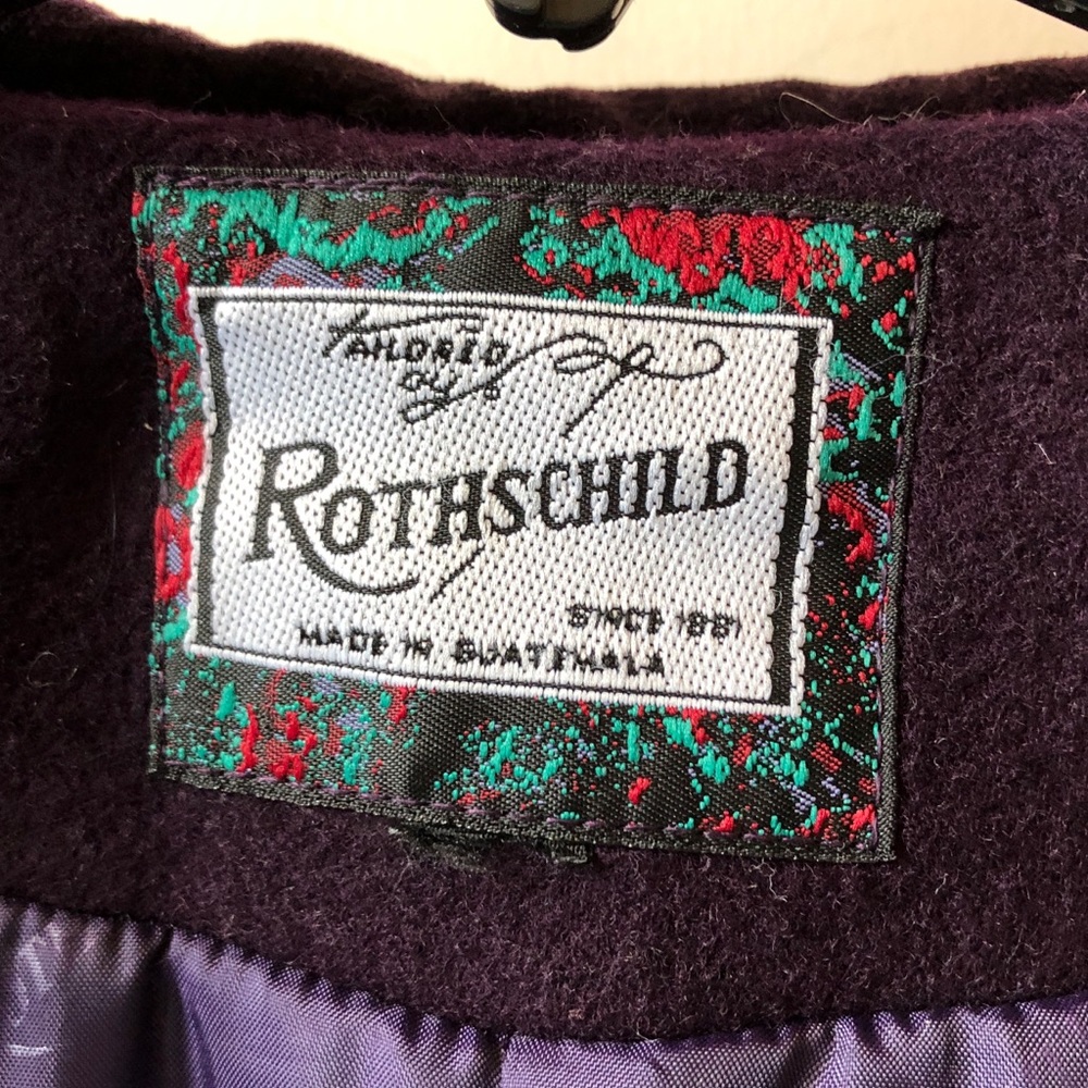 💜 Rothschild Plum Wool and Velvet Insulated Coat - Picture 6 of 7
